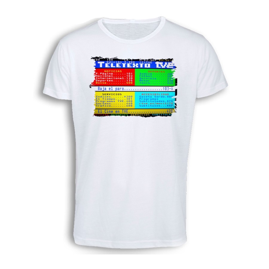 CAMISETA TACTO ALGODÓN television tv antigua teletexto retro cómoda personalizada