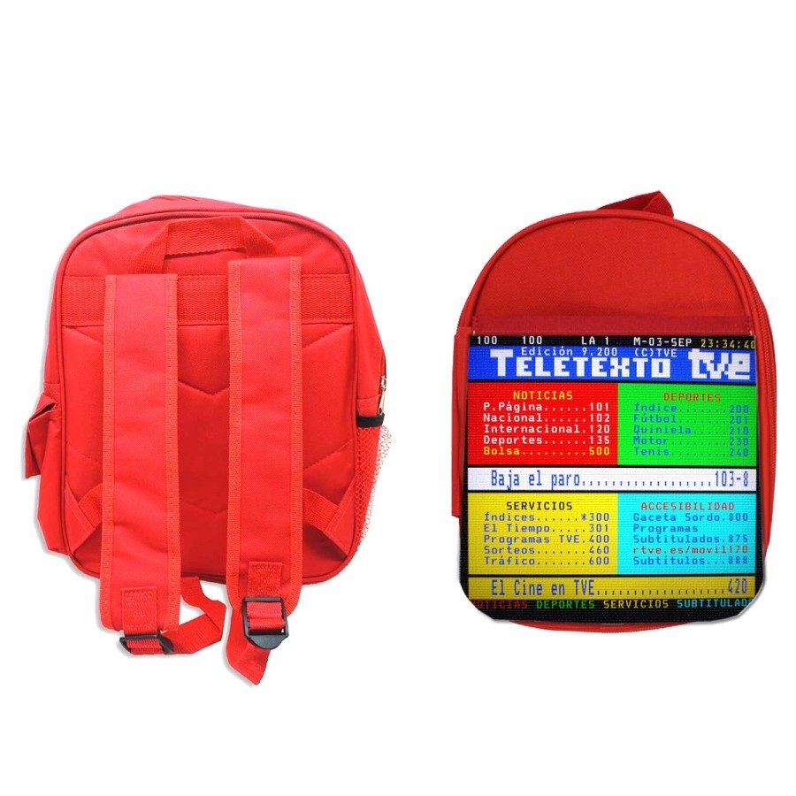 MOCHILA ROJA television tv antigua teletexto retro escolar personalizado