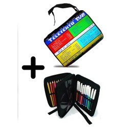 PACK MOCHILA Y ESTUCHE television tv antigua teletexto retro material escolar