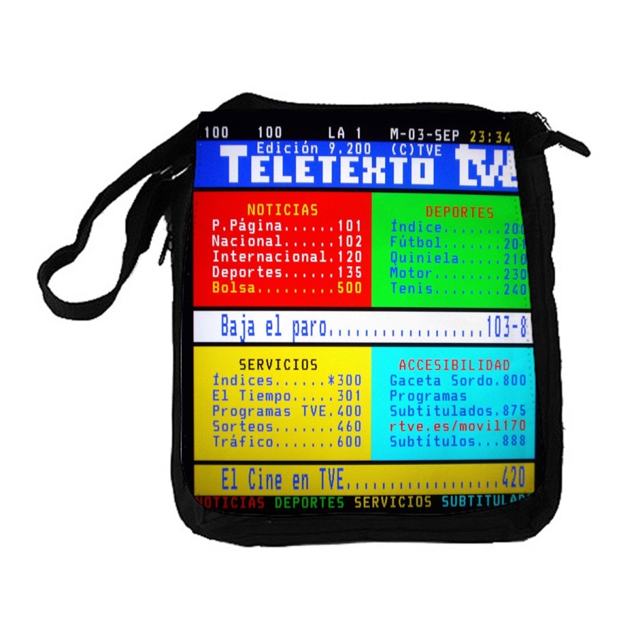 BANDOLERA REPORTERO MEDIANA BOLSO television tv antigua teletexto retro bolsa mochila hombro