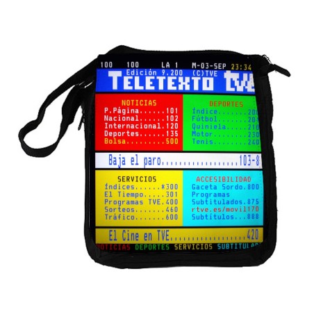 BANDOLERA REPORTERO MEDIANA BOLSO television tv antigua teletexto retro bolsa mochila hombro