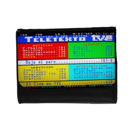 BILLETERA BILLETERO television tv antigua teletexto retro unisex negro monedero