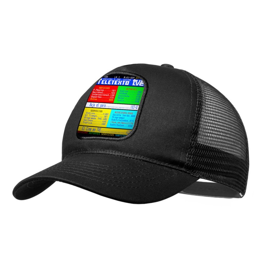 GORRA NEGRA CON REJILLA television tv antigua teletexto retro moda deporte