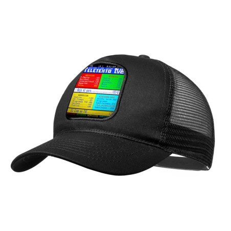 GORRA NEGRA CON REJILLA television tv antigua teletexto retro moda deporte