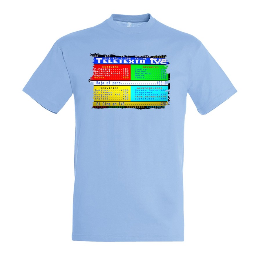 CAMISETA AZUL CIELO television tv antigua teletexto retro moda verano personalizada