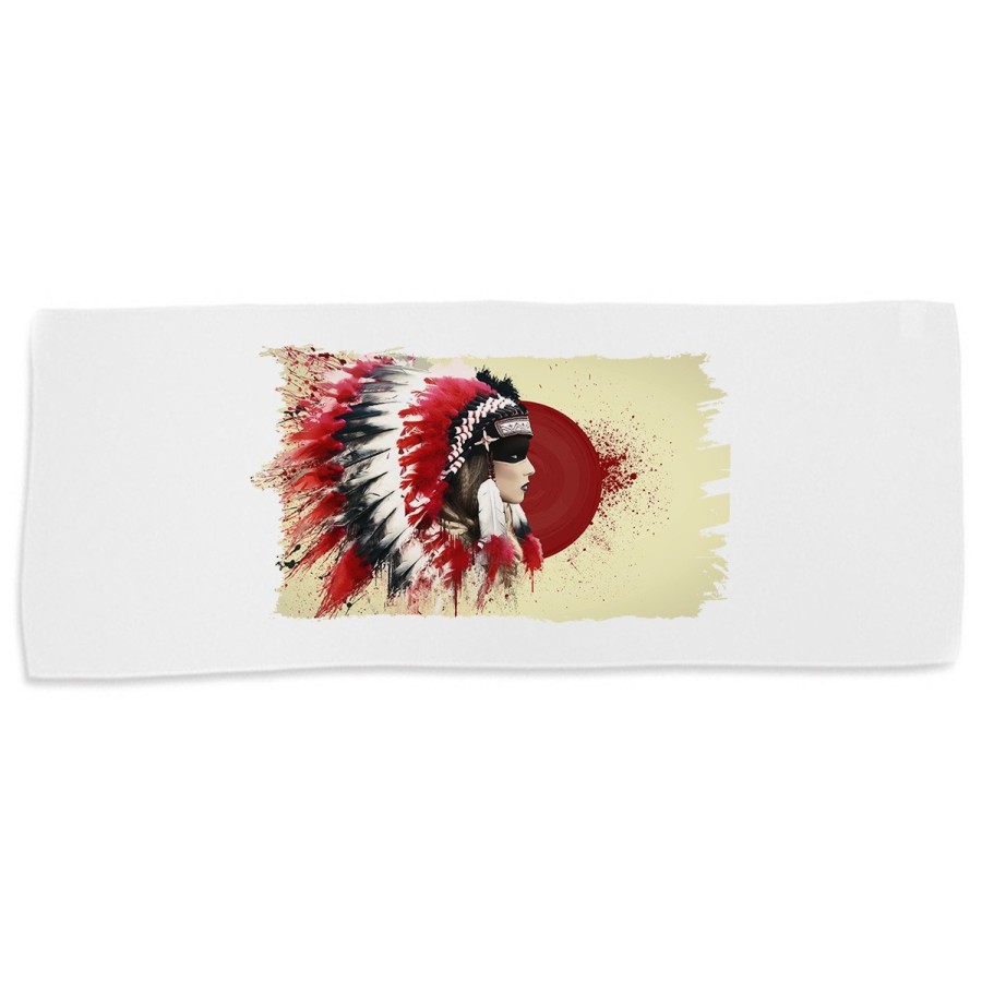 TOALLA GIMNASIO GYM ABSORBENTE indio tribal plumas nativo americano suave con bolsita