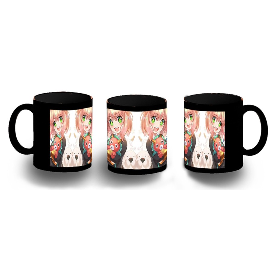 TAZA COMPLETAMENTE NEGRA ania spy family serie anime kawaii cute linda personalizada