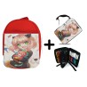 PACK MOCHILA ROJA Y ESTUCHE ania spy family serie anime kawaii cute linda material escolar