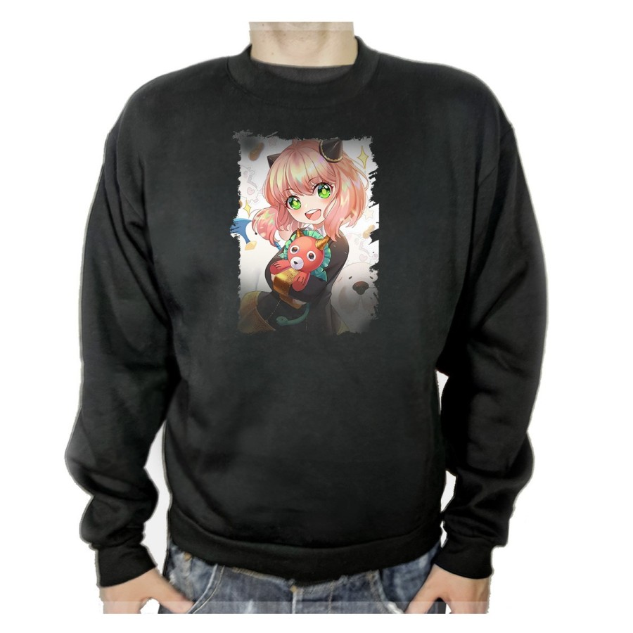 SUDADERA NEGRA ania spy family serie anime kawaii cute linda adulto poliester algodón personalizada