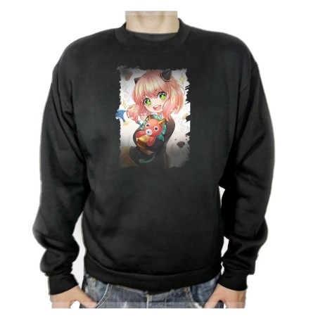 SUDADERA NEGRA ania spy family serie anime kawaii cute linda adulto poliester algodón personalizada