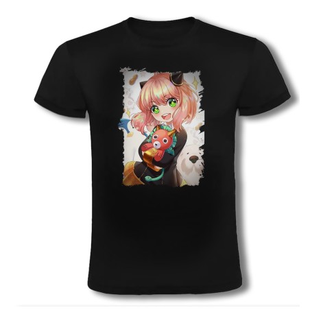 CAMISETA NEGRA ania spy family serie anime kawaii cute linda moda verano personalizada