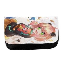 ESTUCHE NECESER DE LONA ania spy family serie anime kawaii cute linda unisex negro monedero billetera