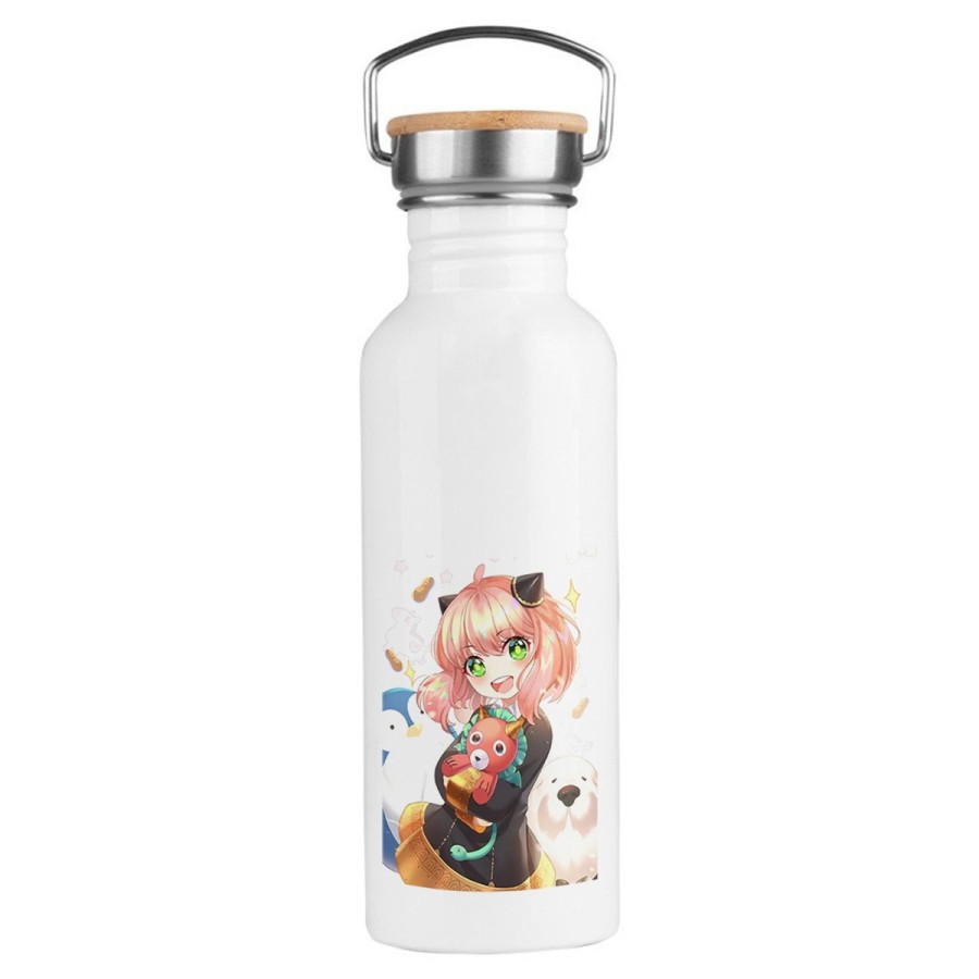 BIDON 750 ML ACERO INOXIDABLE ESTILO RETRO ania spy family serie anime kawaii cute linda deporte deportivo botella