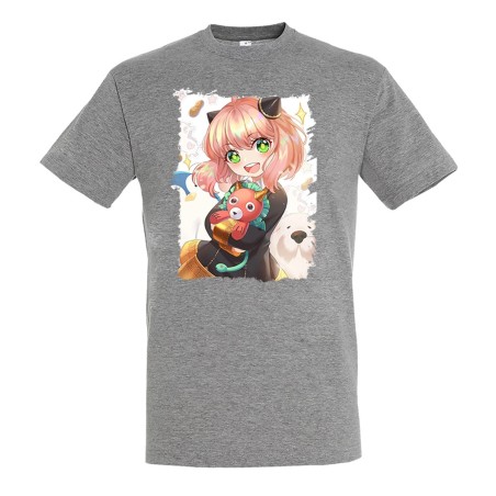 CAMISETA GRIS MEZCLA ania spy family serie anime kawaii cute linda moda verano personalizada