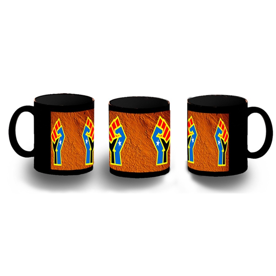 TAZA COMPLETAMENTE NEGRA bandera logo independencia trans ley feminista personalizada