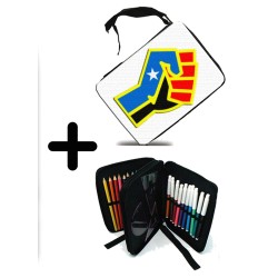 PACK MOCHILA Y ESTUCHE bandera logo independencia trans ley feminista material escolar