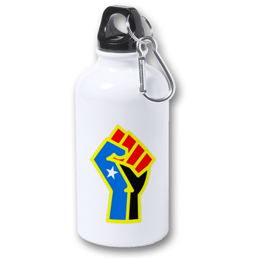 BIDON 400ML METALICO bandera logo independencia trans ley feminista para viaje y deporte