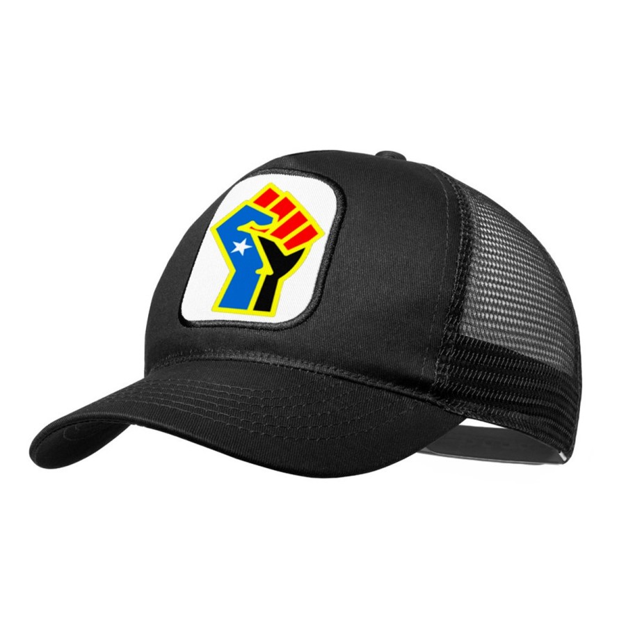 GORRA NEGRA CON REJILLA bandera logo independencia trans ley feminista moda deporte