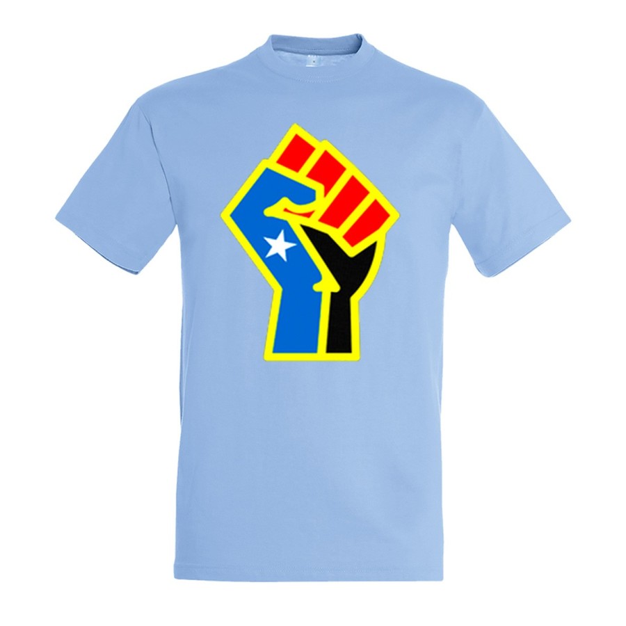 CAMISETA AZUL CIELO bandera logo independencia trans ley feminista moda verano personalizada