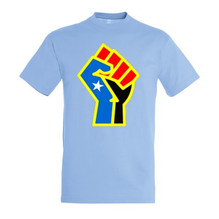 CAMISETA AZUL CIELO bandera logo independencia trans ley feminista moda verano personalizada