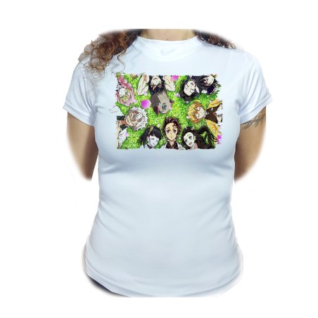 CAMISETA MUJER kimetsu no yaiba personajes pilares cazadores moda personalizada