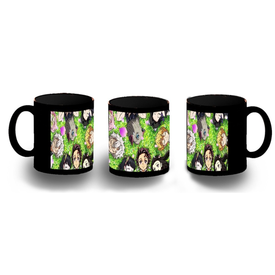 TAZA COMPLETAMENTE NEGRA kimetsu no yaiba personajes pilares cazadores personalizada