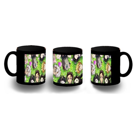 TAZA COMPLETAMENTE NEGRA kimetsu no yaiba personajes pilares cazadores personalizada
