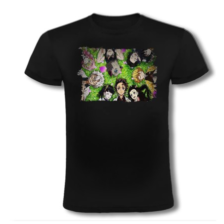 CAMISETA NEGRA kimetsu no yaiba personajes pilares cazadores moda verano personalizada