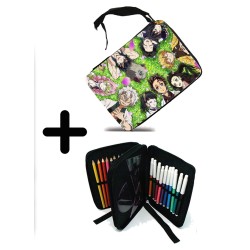 PACK MOCHILA Y ESTUCHE kimetsu no yaiba personajes pilares cazadores material escolar