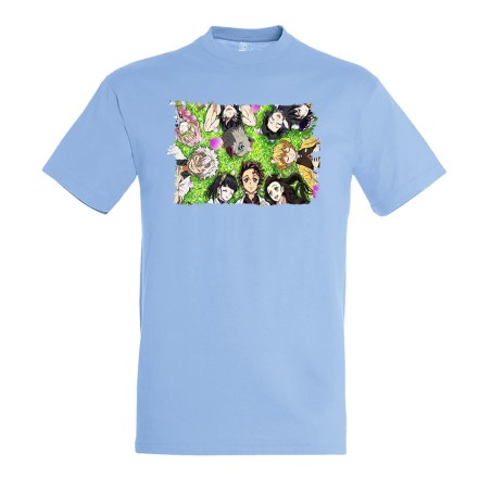 CAMISETA AZUL CIELO kimetsu no yaiba personajes pilares cazadores moda verano personalizada