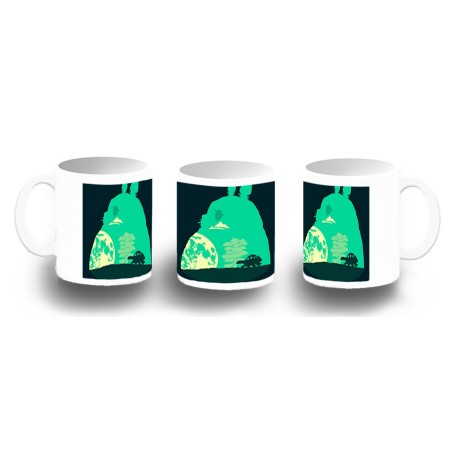 TAZA FOTOLUMINISCENTE totoro viaje fantasia logo anime pelicula BRILLA OSCURIDAD