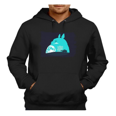 SUDADERA NEGRA CON CAPUCHA totoro viaje fantasia logo anime pelicula adulto poliester algodón personalizada