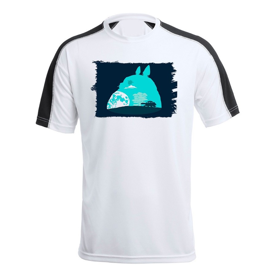 CAMISETA TÉCNICA FRANJA MANGAS NEGRA totoro viaje fantasia logo anime pelicula personalizada