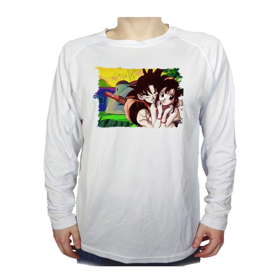 CAMISETA MANGA LARGA goku y chichi anime shonen dragon ball z personalizada