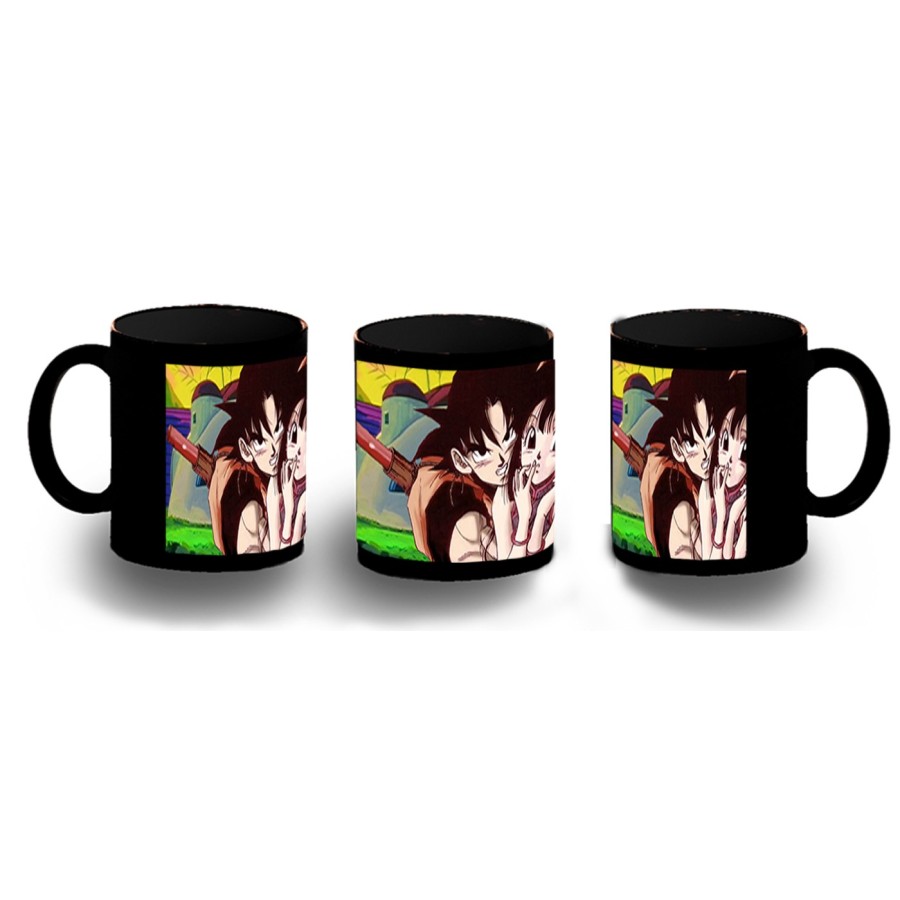 TAZA COMPLETAMENTE NEGRA goku y chichi anime shonen dragon ball z personalizada