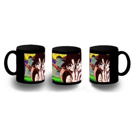 TAZA COMPLETAMENTE NEGRA goku y chichi anime shonen dragon ball z personalizada