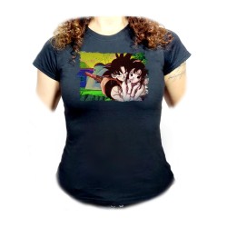 CAMISETA NEGRA MUJER goku y...