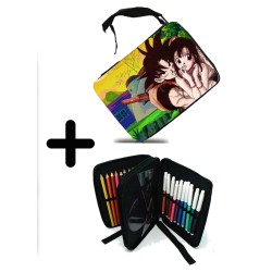 PACK MOCHILA Y ESTUCHE goku y chichi anime shonen dragon ball z material escolar