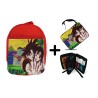 PACK MOCHILA ROJA Y ESTUCHE goku y chichi anime shonen dragon ball z material escolar