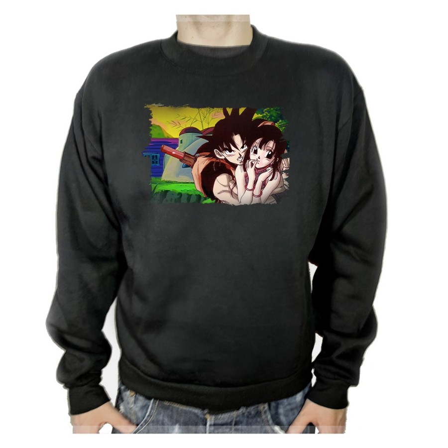 SUDADERA NEGRA goku y chichi anime shonen dragon ball z adulto poliester algodón personalizada