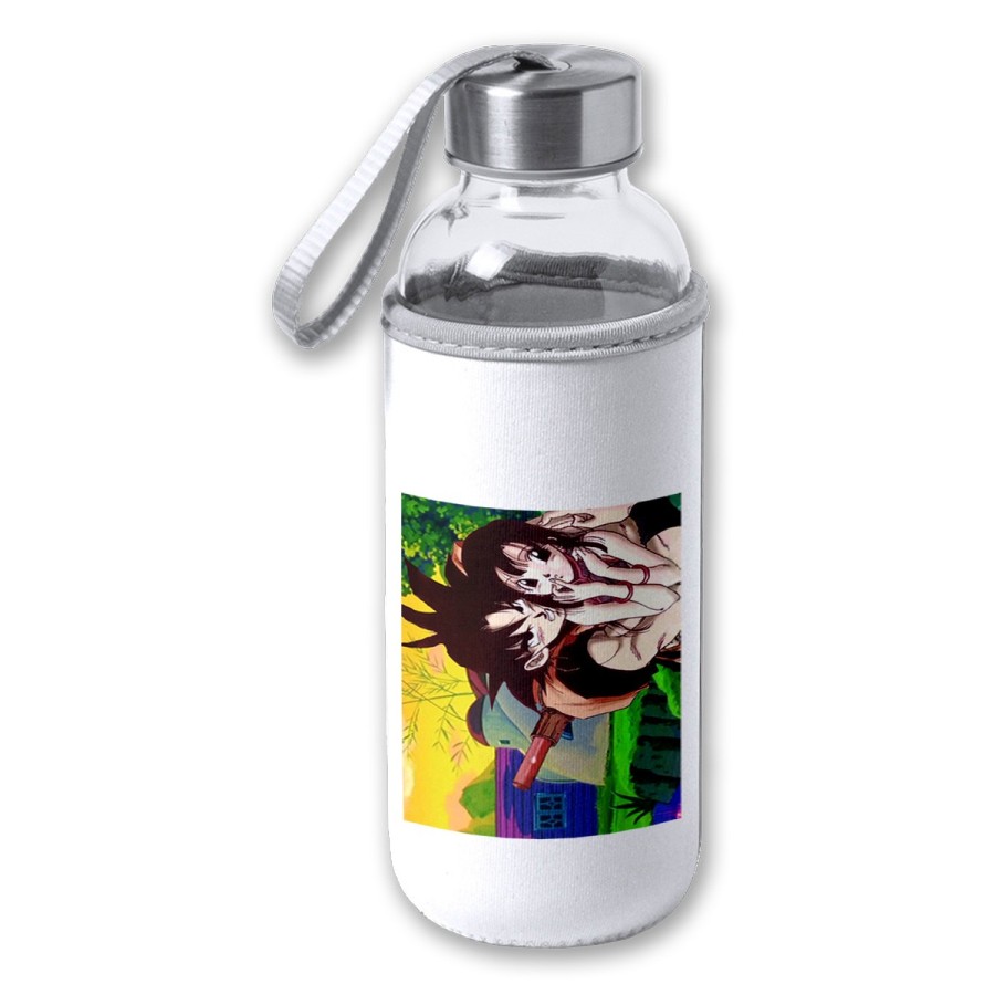 BIDON DE 420 ML CON FUNDA DE NEOPRENO goku y chichi anime shonen dragon ball z tapon seguridad