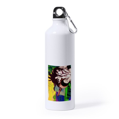 BIDON GRANDE 800 ML ACERO INOXIDABLE goku y chichi anime shonen dragon ball z deporte deportivo mosqueton botella