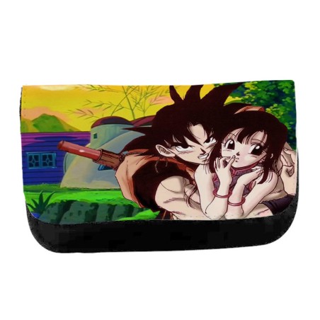 ESTUCHE NECESER DE LONA goku y chichi anime shonen dragon ball z unisex negro monedero billetera