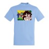 CAMISETA AZUL CIELO goku y chichi anime shonen dragon ball z moda verano personalizada