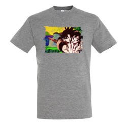 CAMISETA GRIS MEZCLA goku y...