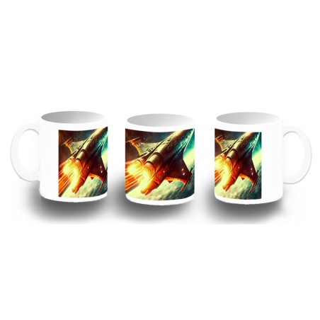 TAZA FOTOLUMINISCENTE nave espacio cosmos estrellas planetas ovni uap BRILLA OSCURIDAD