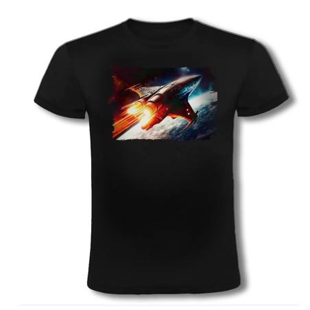 CAMISETA NEGRA nave espacio cosmos estrellas planetas ovni uap moda verano personalizada