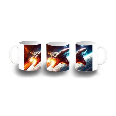 TAZA DE PLASTICO nave espacio cosmos estrellas planetas ovni uap niños personalizada