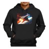 SUDADERA NEGRA CON CAPUCHA nave espacio cosmos estrellas planetas ovni uap adulto poliester algodón personalizada