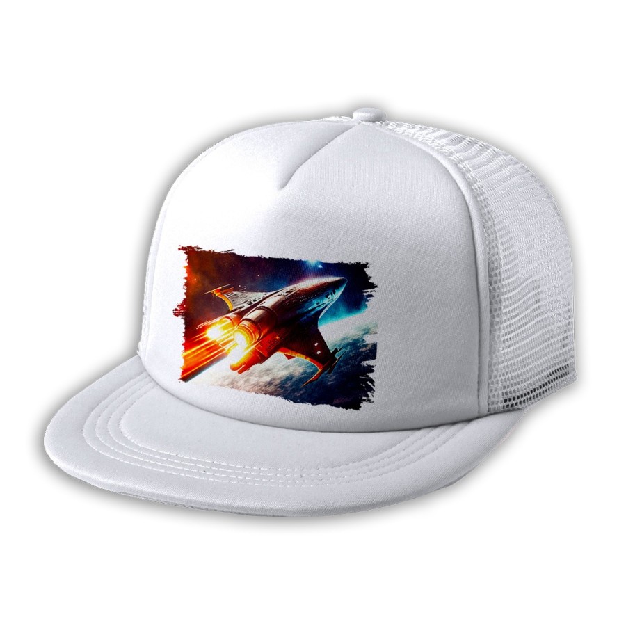GORRA 5 PANELES REDECILLA TRASERA nave espacio cosmos estrellas planetas ovni uap estilo rapero